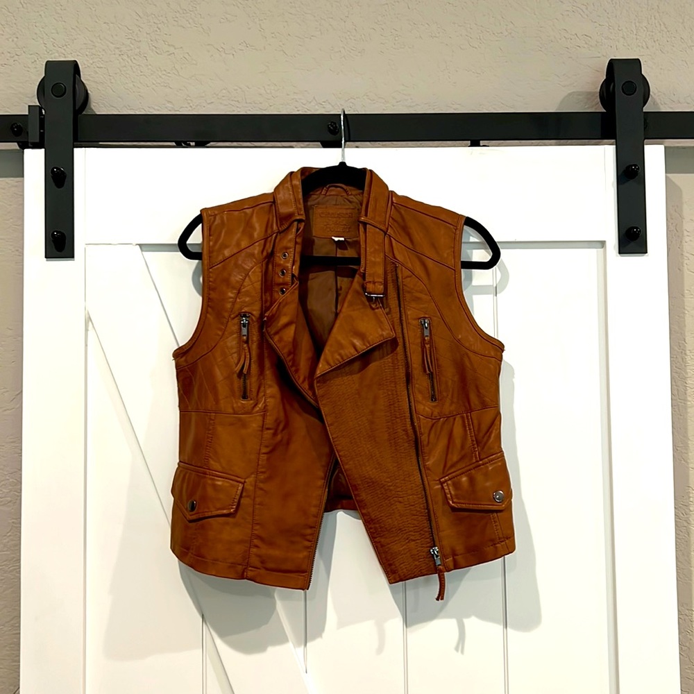 Faux leather vest